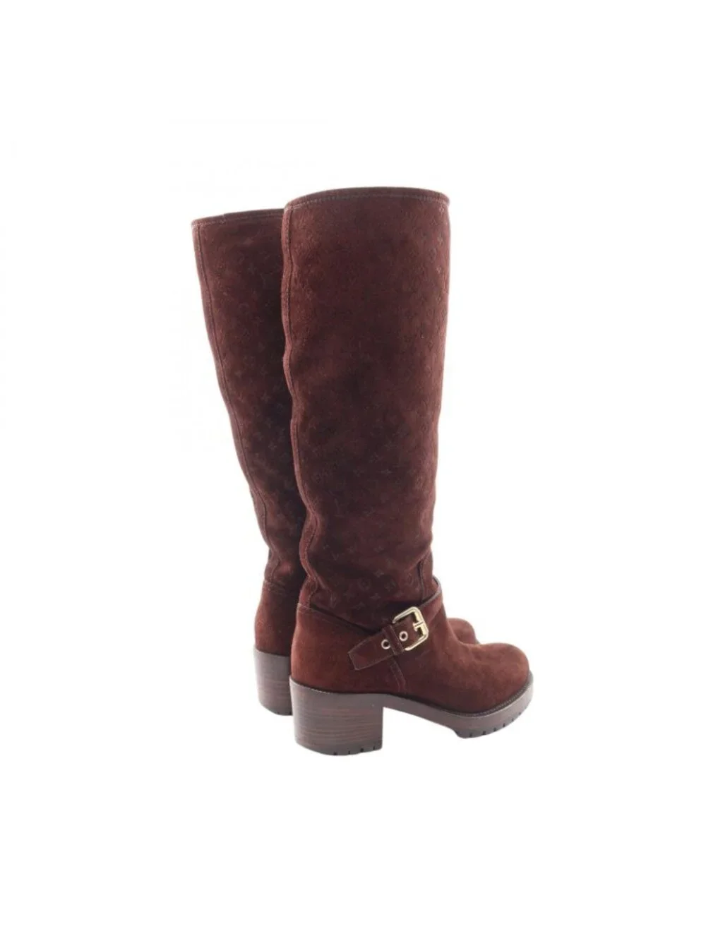 Louis Vuitton Boots Monogram Dark Brown Suede Long